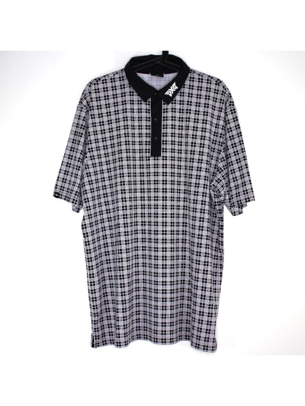 PXG Men Large Geometric Patterned Embossed Logo Performance Golf Polo Shirt O995